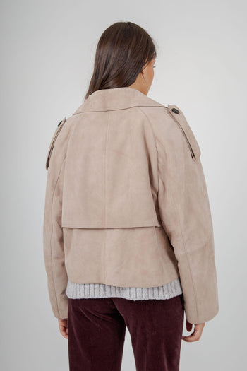 Max Mara Trench Corto In Suede Beige Donna - 6