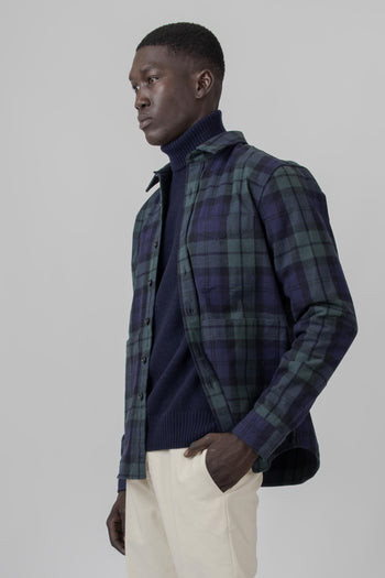 Camicia Utility In Twill Check Blu/verde Uomo - 3