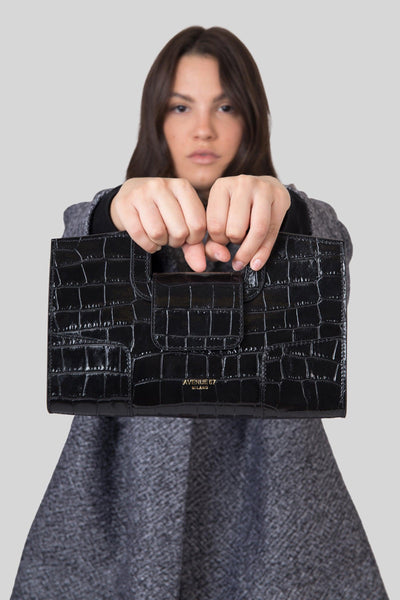 Borsa Square Stampa Cocco Nero Donna