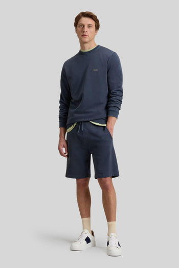 Felpa Garment Dyed Logo Blu Uomo - 2