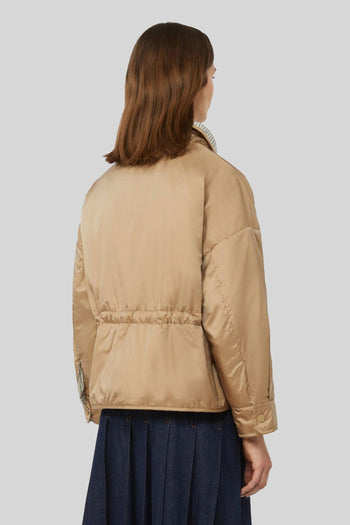 Max Mara Giacca Imbottita Reversibile In Tela Antigoccia Smalto Nocciola Donna - 3