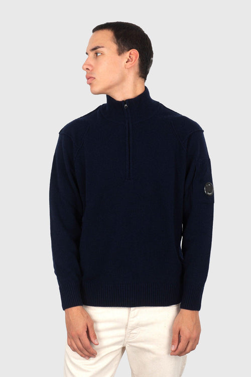 Maglia Lambswool Grs Half Zipped Blu Scuro Uomo