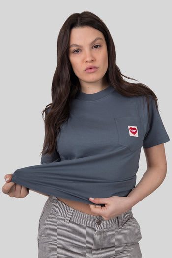 Wip T-shirt W' S/s Pocket Heart Petrolio Donna - 5