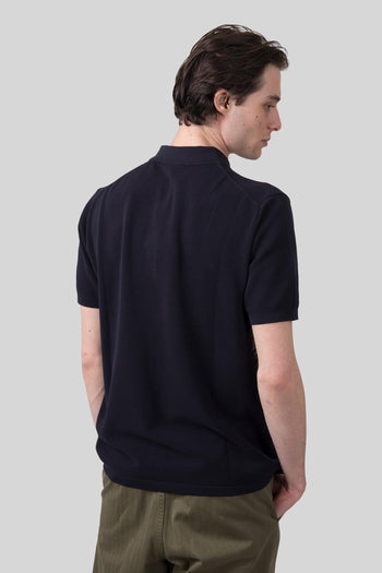 Polo In Cotone Punto Piquet Blu Uomo - 5