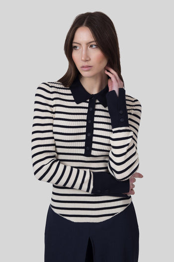 Polo Aida Beige/blu Donna - 3