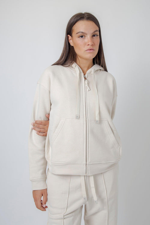 Max Mara Felpa Full Zip Cane Avorio Donna