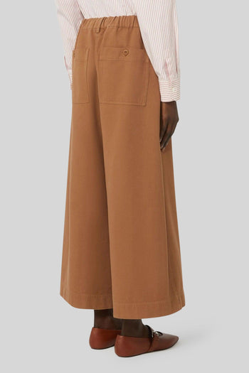 Max Mara Pantalone Ariete In Drill Di Cotone Cuoio Donna - 3