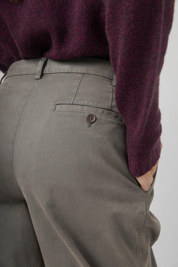 Pantalone In Gabardina Di Cotone Grigio Donna - 6