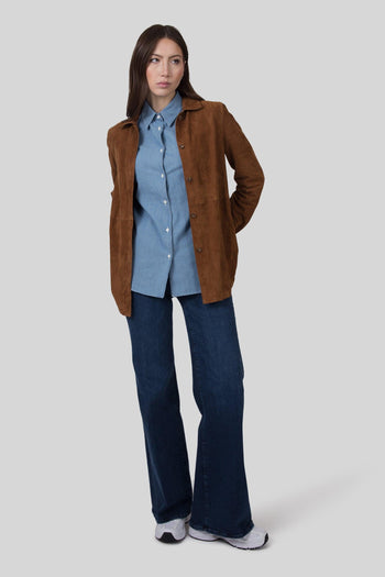 Camicia In Popeline Di Cotone Denim Chiaro Donna - 7
