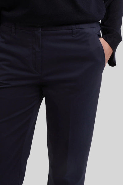 Pantalone In Twill Di Cotone Stretch Blu Navy Donna