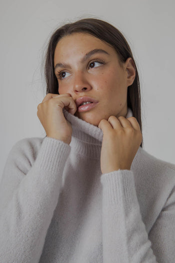 Maglia Dolcevita Cashmere/seta Perla Donna - 4