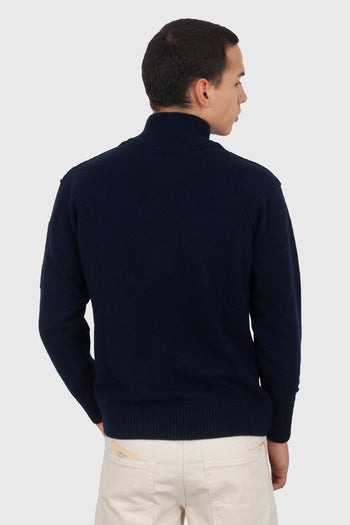 Maglia Lambswool Grs Half Zipped Blu Scuro Uomo - 4