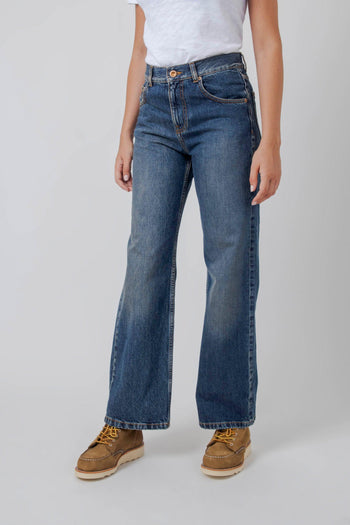 Jeans Gamba Dritta Blu Medio Donna - 3