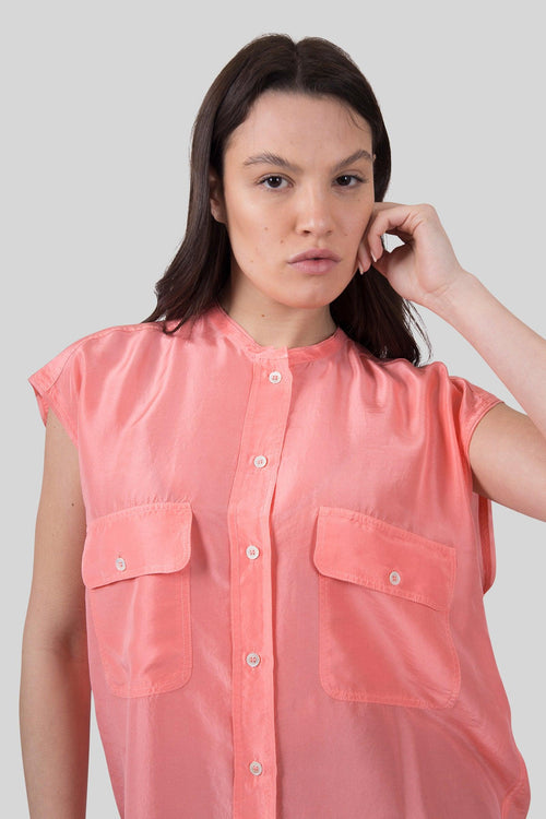 Camicia In Seta Habotai Samba Rosa Donna