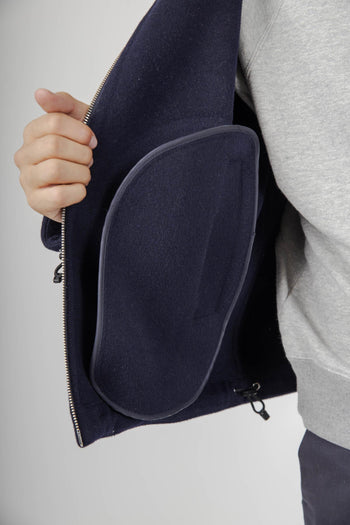 Giubbotto In Lana Park Blu Navy Uomo - 6