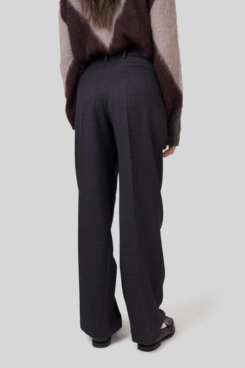 Pantalone Lana Check Antracite Donna - 6