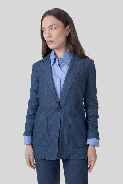Giacca Denim Blu Medio Donna