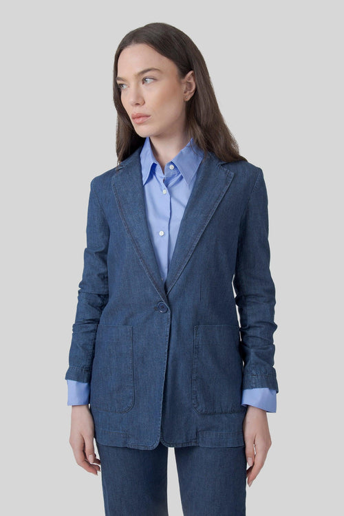 Giacca Denim Blu Medio Donna