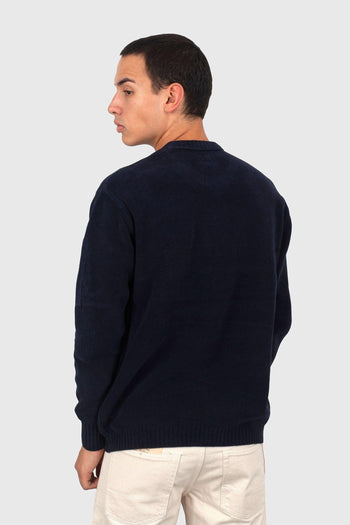 Maglia Cotton Chenille Crewneck Blu Uomo - 4