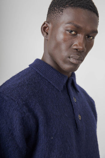 Polo In Lana Shetland Blu Navy Uomo - 2