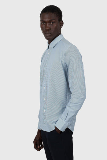 Oxford Jacquard Open Shirt Bianco/blu Uomo - 5