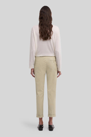 Pantalone In Twill Di Cotone Stretch Beige Donna - 3