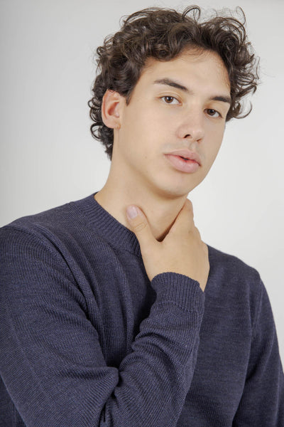 Maglia Girocollo Blu Medio Uomo