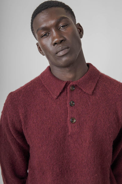 Polo In Lana Shetland Bordeaux Uomo