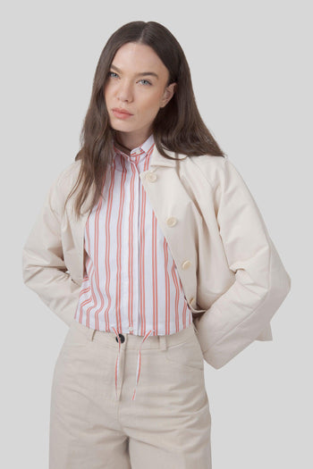 Camicia In Popeline Bianco/rosso Donna - 4