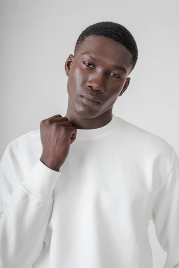 Felpa Crewneck Diadonal Brushed Emerized Bianco Uomo - 5