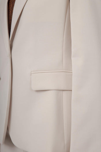 Max Mara Blazer In Lana Stretch Lamine Avorio Donna - 6