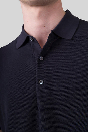 Polo In Cotone Punto Piquet Blu Uomo - 4