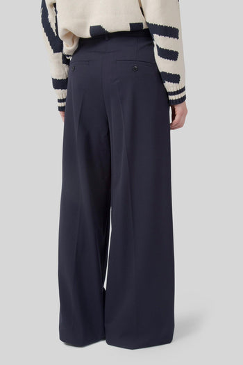 Max Mara Pantalone In Mista Lana Asta Blu Donna - 5