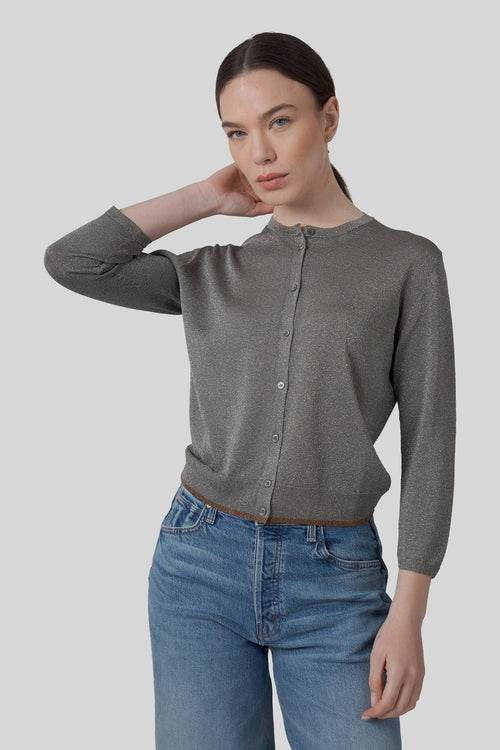 Cardigan Lurex Argento Donna