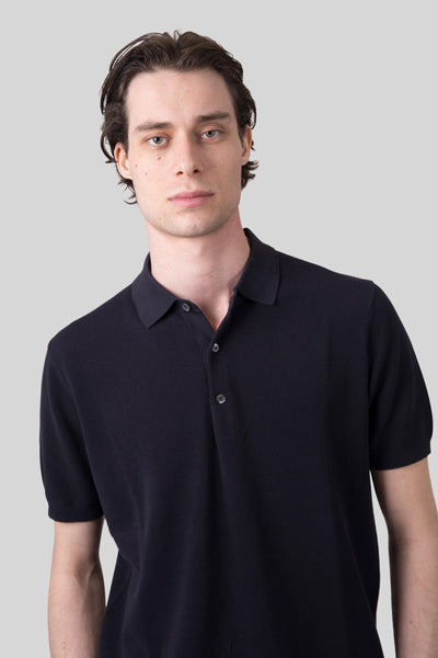 Polo In Cotone Punto Piquet Blu Uomo