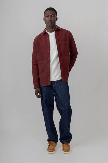 Camicia Utility In Twill Bordeaux Uomo - 3