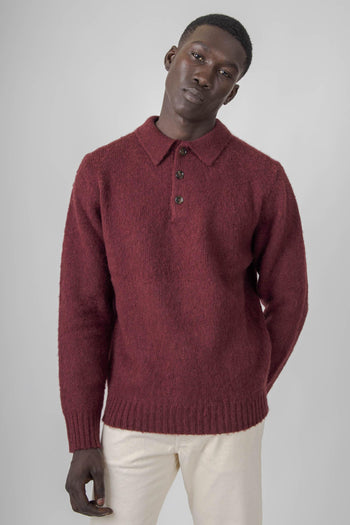 Polo In Lana Shetland Bordeaux Uomo - 5