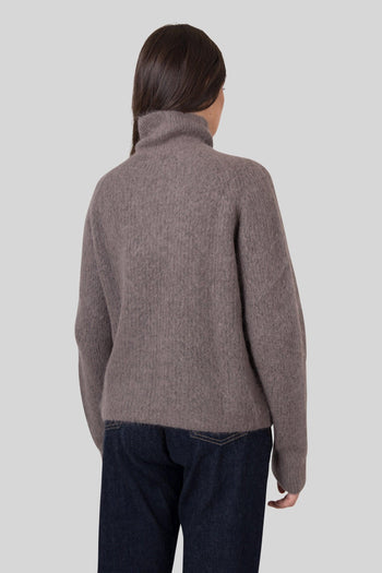 Maglia Soft Alpaca Turtleneck Taupe Donna - 4