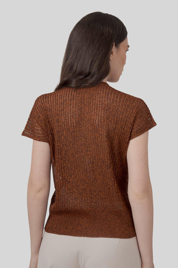 Maglia Costa Lurex Ruggine Donna - 5