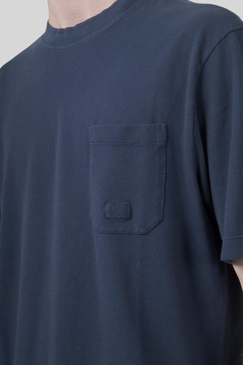 T-shirt 24/1 Piquet Pigment Dyed Blu Navy Uomo - 4