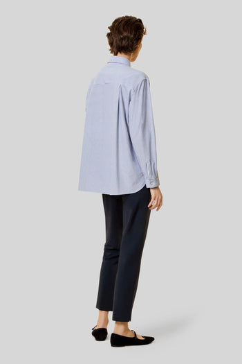 Oxford Jacquard Stripe Boyfriend Wom Shirt Bianco/blu Donna - 4