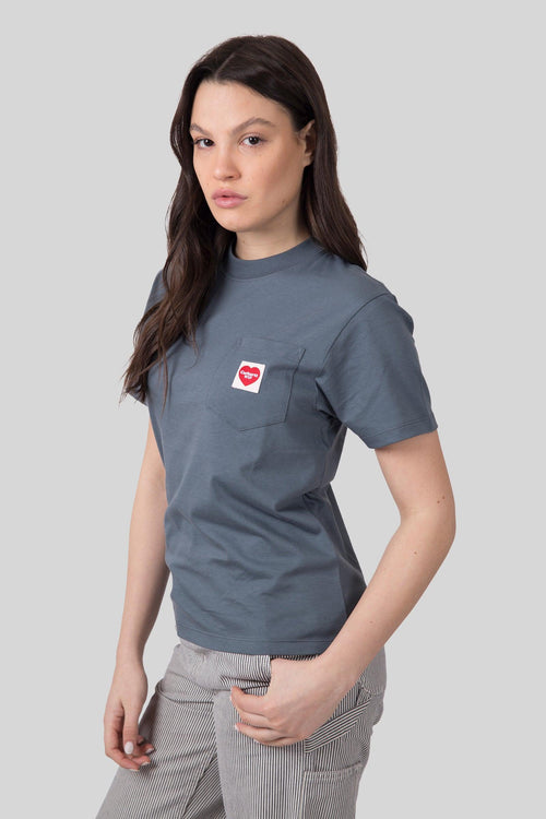 Wip T-shirt W' S/s Pocket Heart Petrolio Donna
