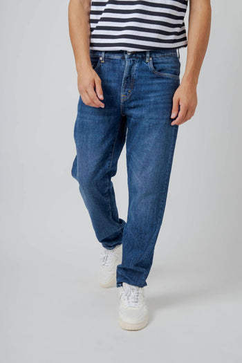 Jeans Newman Tapered Blu Medio Uomo - 5