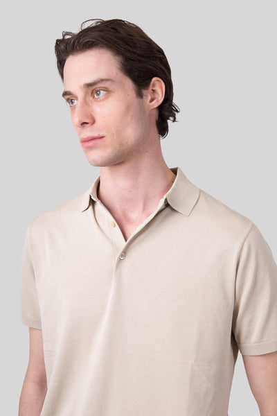 Polo In Maglia Beige Uomo