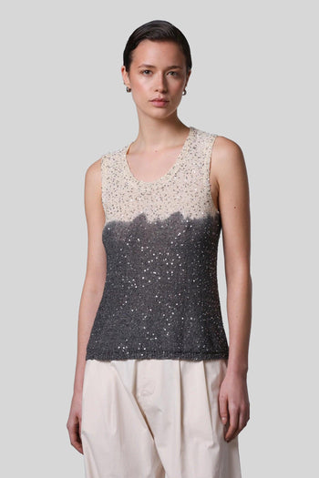 Canotta Con Paillettes Batik Grigio/burro Donna - 4