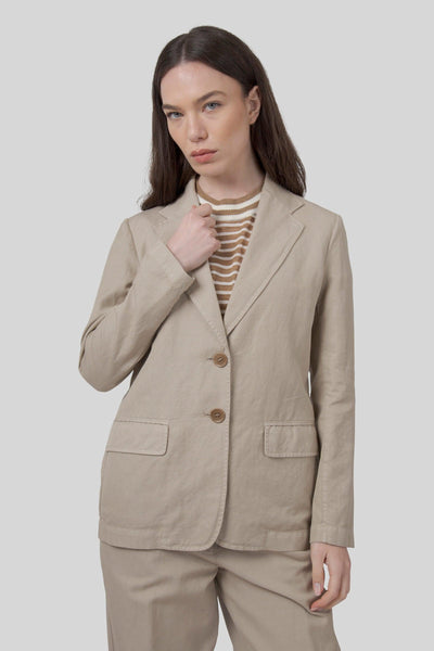 Giacca In Gabardina Cotone E Lino Beige Donna