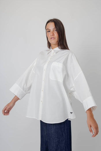 Max Mara Camicia Over In Popeline Zavorra Bianco Donna - 5