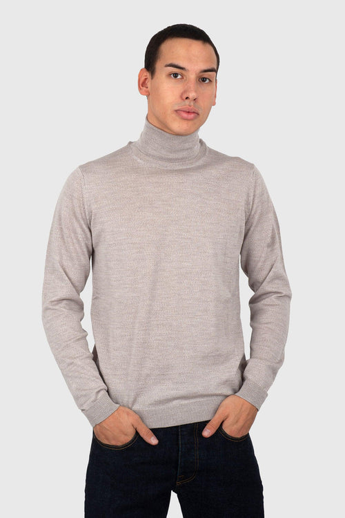 Maglia Girocollo In Merino Tortora Uomo