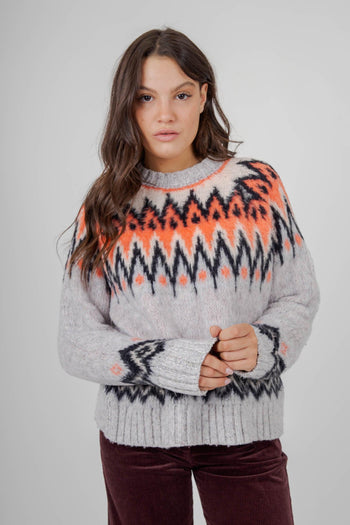 Maglia Girocollo Jacquard Rosa Donna - 5