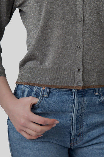 Cardigan Lurex Argento Donna - 2